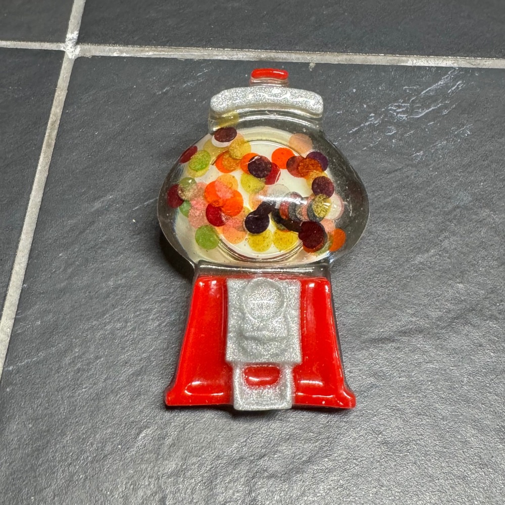 Vintage Gumball Machine Resin Outlet‎ Cover Red Silver Glitter Retro Plug In USA